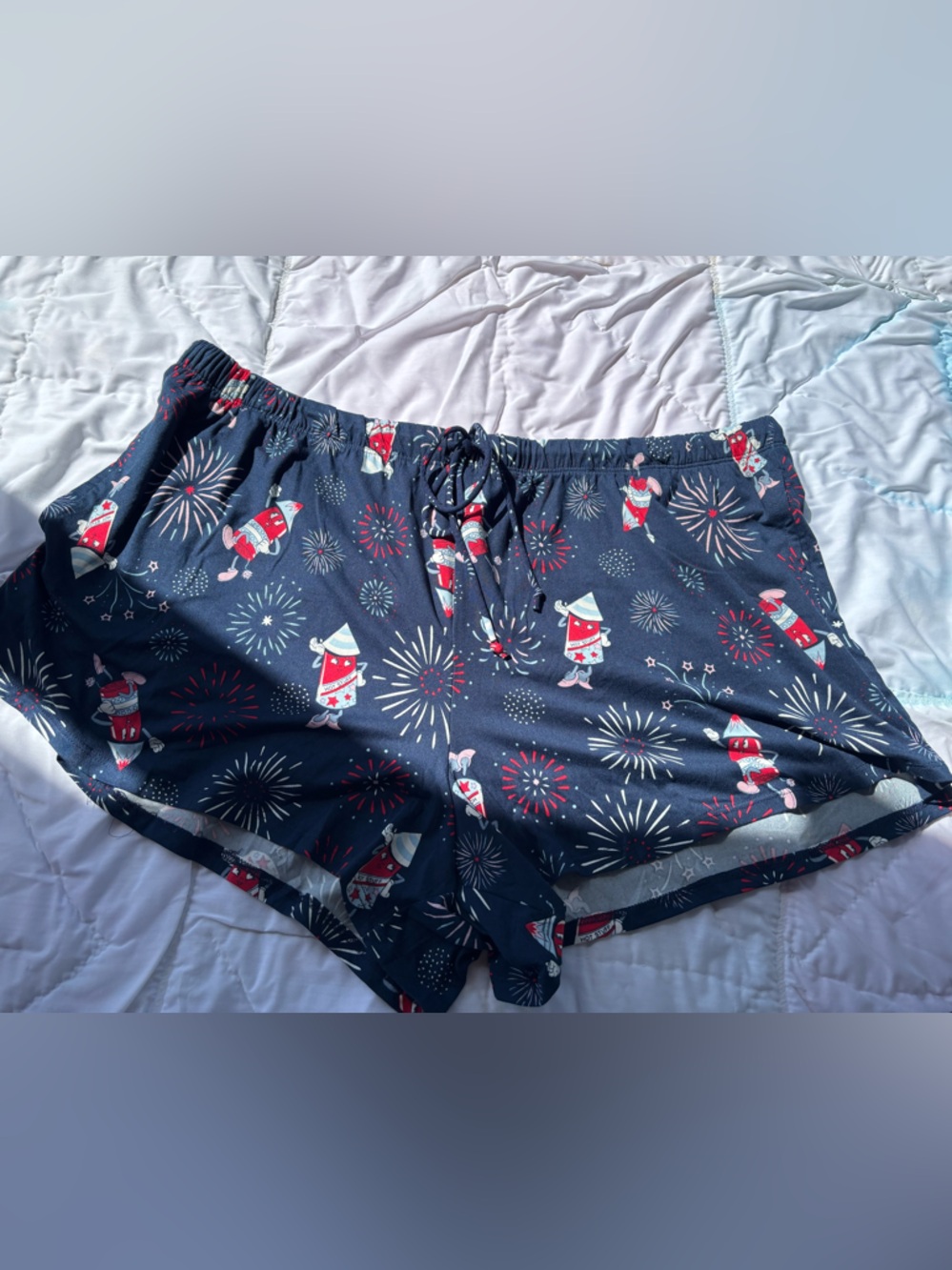 Navy Blue Fireworks & Rocket Print Lounge Shorts